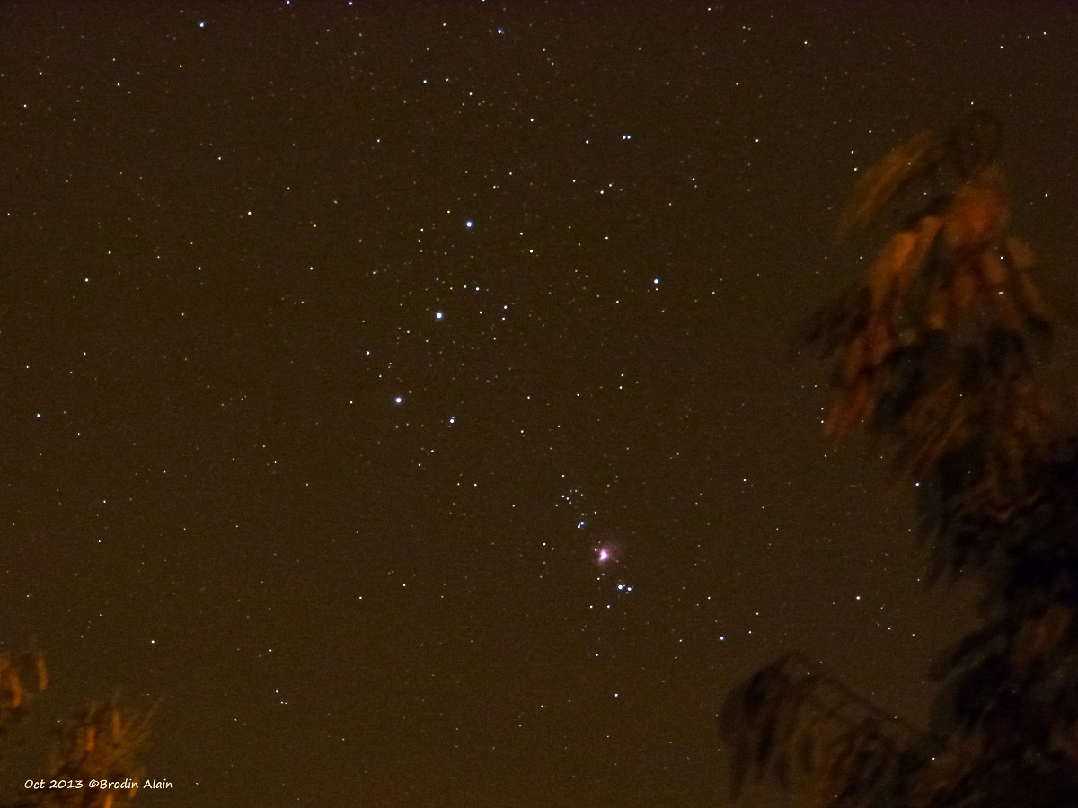 Les trois rois avec M42 dans la constellation d'Orion